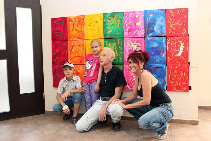 Michael Donated The 25 ft Scribble Series to the Children's Republic Hospital in Tbilisi, Georgia-Doing the install-2013